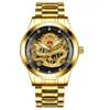 مزخرف Golden Dragon Watch Watch Men's Men's Waterproof غير الميكانيكيين الساعات الماس Red Dragon Face Fashing Middleaged و Koy