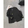 Ternos femininos mulher vintage gola v pena borla costura blazer casaco preto solto terno jaqueta feminina manga longa pele outerwear