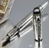 Luxury Silver Checks MBSW Germany Brand Pen 4810 14K NIB Fountain Pen with Series Number Crystal Top5149076