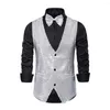 Gilets pour hommes Polyester Hommes Gilet Solide Polyvalent Paillettes Bow Cravate Ensemble Pour Rétro Disco Marié De Mariage Spécial