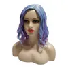 Cosplay Wig Cadılar Bayramı Peruk Kostüm Modeli Peruk Kıvırcık Peruk Mükemmel Kombinasyon Mor ve Açık Mavi