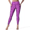 Active Pants Purple Curve Leggings Swirl Lines Print Fitness Gym Yoga Push Up Sexy Sport Pockets Quick-Dry Design Legging