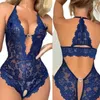 Indumenti da notte da donna One Piece Abiti attillati Pizzo trasparente Sexy scollo a V Backless Cavallo Lingerie aperta gratuita Mini camicia da notte corta J3jn # 36ZZ