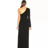 Partysix doux Satin Sexy fente noir robe de soirée femmes Slash cou fête Maxi robe longue robe de bal 240228