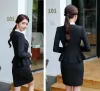 Suits Izicfly Spring Autumn Black Ladies Formella enhetliga mönster Set för kvinnor Blazer Elegant Feminino Business kjol kostymer röda