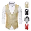 Mäns västar Performance Waistcoat Men paljett Vest Bow Tie Set för retro disco brudgum Wedding Party med special