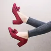 Kledingschoenen Damesmode Puntschoen Marineblauw Strikje Hoge hak Dames Casual Zoete Wijn Rood Zwart Pumps Salto Alto