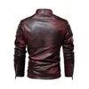 2023 Кожаная куртка мужская зимняя флисовая мотоциклетная ветровка со съемным меховым воротником Ropa De Hombre Тонкое пальто 240229
