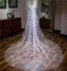 Brautschleier mit Kamm, weißer Spray-Glitzer, 35 m, superlanger Braut-Hochzeitsschleier, eine Schicht, Schnittkante, Voile, Mariage, Hof C9896920