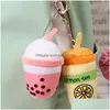 Gevulde pluche dieren 10 cm schattig fruit Bubble Tea sleutelhanger zacht P speelgoed hanger Boba pop Kawaii rugzak tas decor verjaardagscadeaus Fo Dhipy