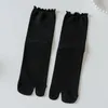 Women Socks Breathable Comfortable Female Ruffles Cotton Candy Color Hosiery Two Toe Middle Tube Finger