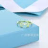 Designer tiffanyco ring High Version t Family Hollowed Out Double Heart Diamond Ring with 18k Genuine Gold Plated on White Copper for Women Fashionable and Versatile