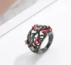 Bagues de cluster Bijoux de mode Bague féminine Vintage Branches Noir Or Couleur Perle en forme de zircon pour les femmes fête de mariage