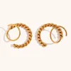 Hoop Earrings Punk Retro Women 316 Stainless Steel Twist Stacked Waterproof Gold Color Small Stud Lightweight Jewelry Bijoux