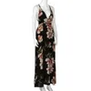 Vestidos casuais feminino estilingue floral longo maxi vestido de verão impressão chegada verão boho v-pescoço sem mangas festa praia estilo