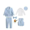 Tute Bambino Fomal Abito completo Set Stile britannico Neonati maschi Matrimonio Compleanno Festa Performance Costume Bambini Giacca sportiva Pantaloni Papillon Vestiti Dhbvr