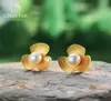 Lotus Fun Real 925 Sterling Silver Natural Pearl Earrings Fine Jewelry 18k Gold Clover Flower Stud Women Brincos 2201086707910
