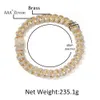 Ny ankomst 20mm kubansk länkkedja Spring Hook Full CZ Necklace 4 Rows Dinlaid Fashion Armband smycken