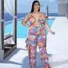 Maillots de bain grande taille deux pièces ensemble femmes gros bikinis ensembles sexy plage style taille élastique impression polyester correspondant ensemble livraison directe