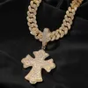 Collane con ciondolo croce gotica ghiacciata Collana di gioielli hip-hop Ciondolo croce religioso placcato oro 18k per uomo donna