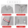 남성용 후드 땀 셔츠 TB Browin New Sunscreen Stripe 원사 염색 된 빨간 흰색 블루 스킨 재킷