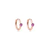 Серьги-кольца Розово-розовый пасьянс Huggie Ювелирные изделия из стерлингового серебра 925 пробы
