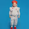 Bebe Koreanische Kinder Jacke 2024 Frühling Cartoon Gedruckt Mädchen Jungen Sweatshirts Casual Hosen Set Kinder Hoodies Leggings Outwear 240306