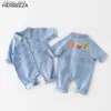 Denim bébé garçon vêtements printemps été dessin animé impression infantile barboteuses coton nouveau-né combinaison vêtements enfants portent 3-24 mois L240307