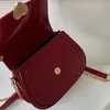 Patent Leather Womens Love Heart Messenger Bag Retro Red Ladies Small Shoulder Bags Fashion Chain Female Saddle Bag Handbags 240304