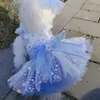 Ropa para perros Encantador mascota cachorro vestido de princesa de lujo azul claro rosa moda lentejuelas bowknot vestidos de tutú de boda para ropa pequeña