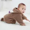 Jumpsuits 0-1T Newborn Baby Rompers Spring Autumn Warm Fleece Baby Boys Costume Girls Clothing Overall Toddler Infant Outwear Jumpsuits L240307