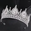 Fermagli per capelli KMVEXO Barocco Verde Rosso AB Strass Cristallo Regina Grande Corona Tiara da sposa Donna Spettacolo di bellezza Diadema Accessori per feste