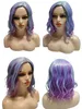 Cosplay Wig Cadılar Bayramı Peruk Kostüm Modeli Peruk Kıvırcık Peruk Mükemmel Kombinasyon Mor ve Açık Mavi