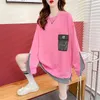 Pullover rosa Top grün lang gestreift Damen Sweatshirt Damenbekleidung Trend Winter kalt Neuheit Ärmel Herbst in Goth 240301