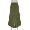 skirt Y2k High Waist Straight Long Hips Skirt Women Outfits 2023 Summer Drawstring Pleated Casual Harajuku Army Green Skirt Streetwear