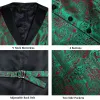 Gilets Design unique vert rouge Paisley gilet pour homme d'affaires mode Slim Fit robe hommes gilet cravate broche pince boutons de manchette ensemble