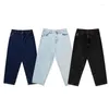 Jeans pour hommes Harajuku Hommes Bleu Noir Y2K Goth Lâche Droite Hip Hop Streetwear Igh End Brodé Simple Mode Pantalon Large Man Baggy Jeans