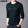 Top Quality Fashion Brand 95% Cotton 5% Spandex t Shirt For Men O Neck Plain Slim Fit Long Sleeve Tops Casual Men Clothes 240227