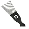 Escovas de cabelo Black Plast Fist Handle Afro Brush Stianless Aço Dentes Largo Metal Pick Comb com entrega de gota Produtos de cabelo Dheoq