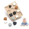 Inteligence Toys 1set Baby Sile Montessori Geomet Jigsaw Puzzle Nested Stacking BPA Preschool Education