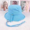 Early spring color sun hat big eave fisherman hat holiday wool edge hanging rope basin hat sunscreen street clap sunshade hat
