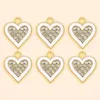 Charms 12Pcs Gold-plated Enamel Heart Love Pendants Jewelry Making Supplies Zircon Earring Necklace Diy Craft Accessories