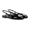 Damen-Ballettschuhe, formelle Schuh-Slipper, flache Designer-Schuhe, Kristall-Doppelknopf-Sandalen, wasserdichte Plattform, flaches Lackleder, Metall-Schnür-Ballettschuhe