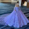 Fantastisk spetsfjäril Quinceanera klänningar från axeln söta 15 klänningar med Cape Pocket Glitter Ball Glows Girls Birthday Party Dress