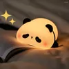 Veilleuses Mignon Panda Lumière Adorable Avec Minuterie Tactile Contrôle Dimmable Silicone Lampe Décorative Pour Chevet Nouveauté
