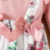 Jumpsuits Baby Girl Floral Pattern Bow Design Jumpsuit L240307