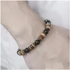 Beaded Strand Coconut Shell Wood Chip Natural Stone Armband For Women Men Fashion Jewelry Beaded Armband Birthday Present Loved Ones Dhaef