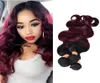 Ombre Brazilian Virgin Hair Weaves Bundles Two Tone 1B99J Wine Red Brazilian Peruvian Malaysian Body Wave Human Hair Extensions1184840