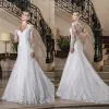 V couche Vintage Vintage Robes de manches perlées Back Back Bridal Bridal Robes Vestido de