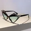 Sonnenbrille KAMMPT Schmetterlingsform Frauen Sonnenbrille 2024 Stilvolle Dreieck-Farbverlaufstöne mit Strasssteinen Vintage-Markendesign Partybrillen